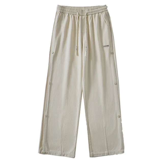 Fashion Men's Loose Straight Wide leg Pants Apricot - Shop at LoveMi