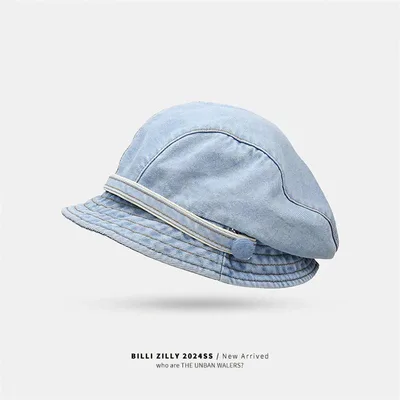 Jean Fisherman Hat Women's Short Brim Beret Bucket Hat Light Blue - Shop at LoveMi