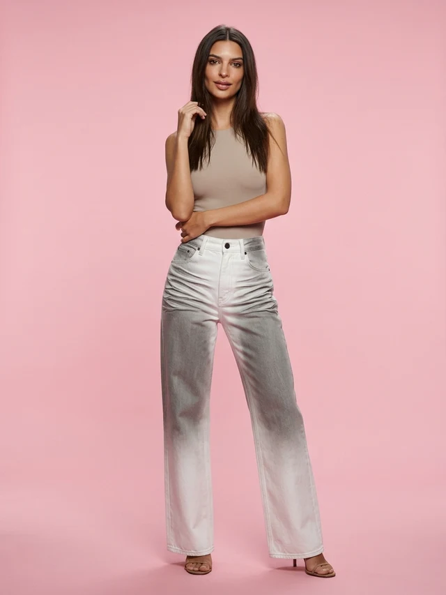 Washed Jeans Original Design High Waist Straight Slim Fit White - Shop at LoveMi
