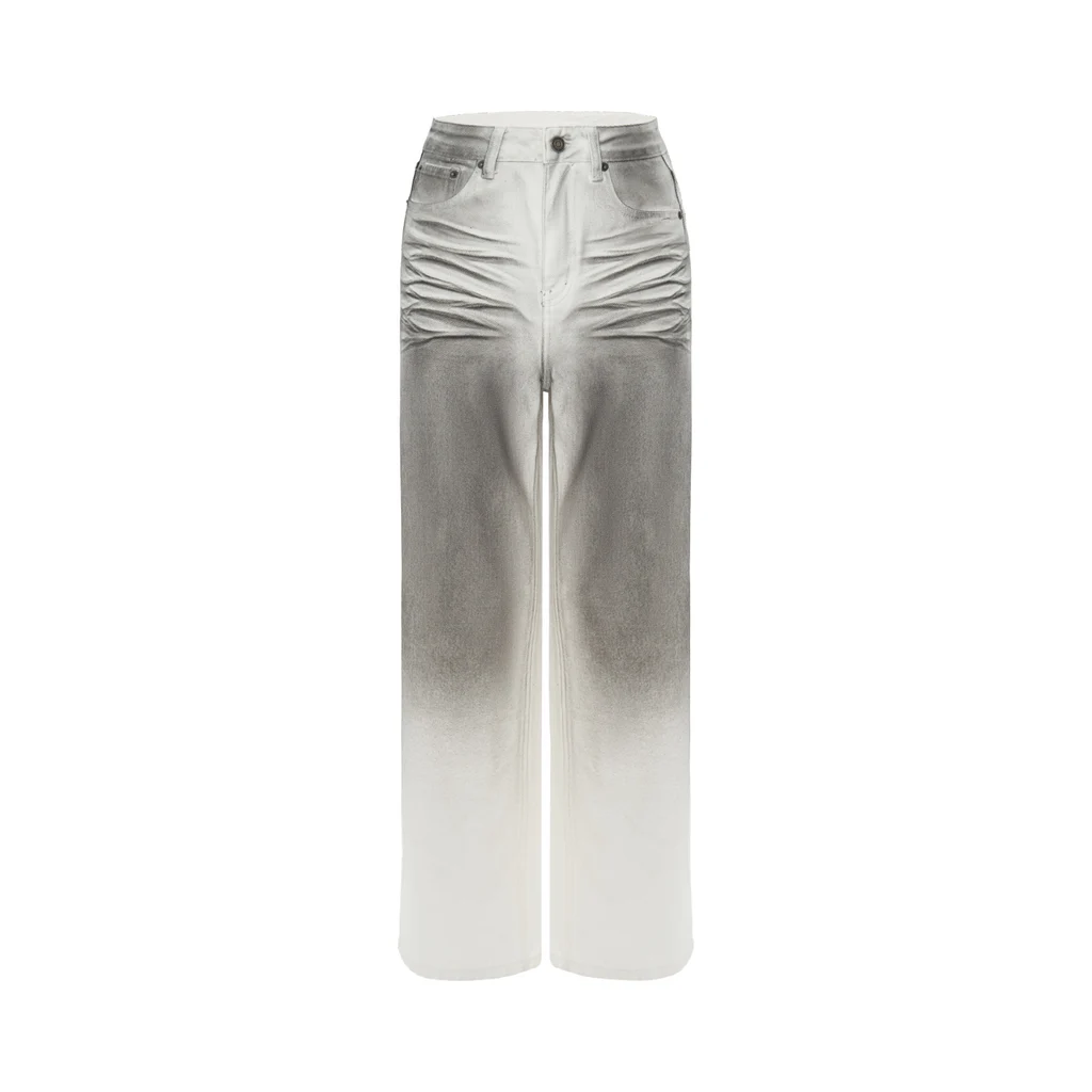 Washed Jeans Original Design High Waist Straight Slim Fit - White