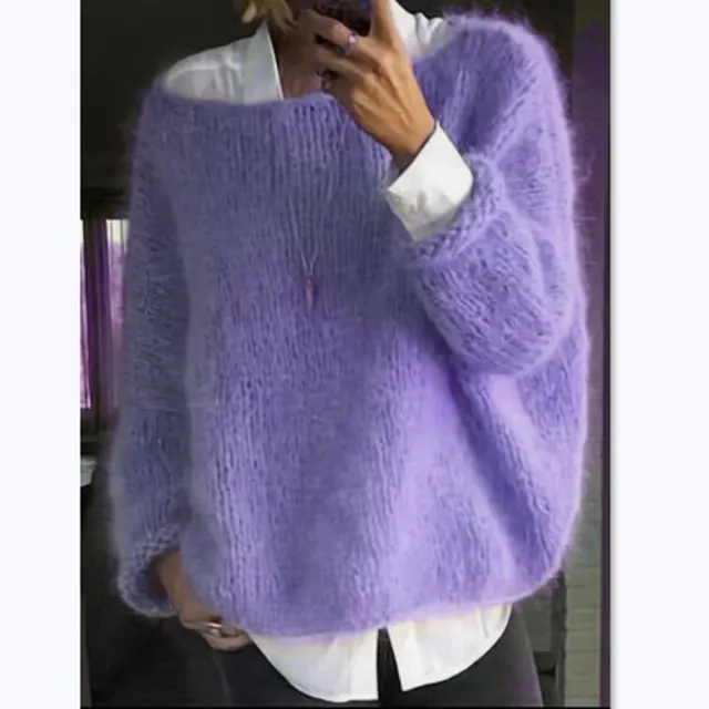 Women's Autumn And Winter Knitting Top Sweater Purple - Shop at LoveMi