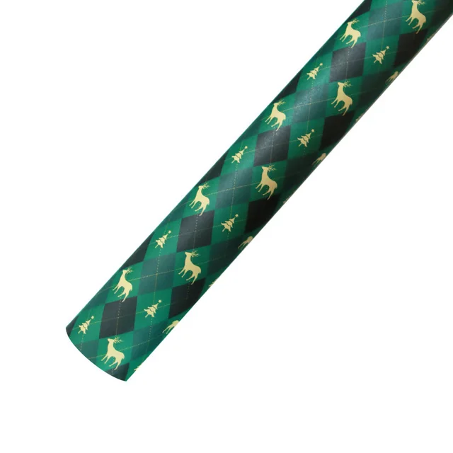 Yellow Cowhide Gift Gift Wrap Paper Christmas Printed Gift Paper Green Grid Elk - Shop at LoveMi