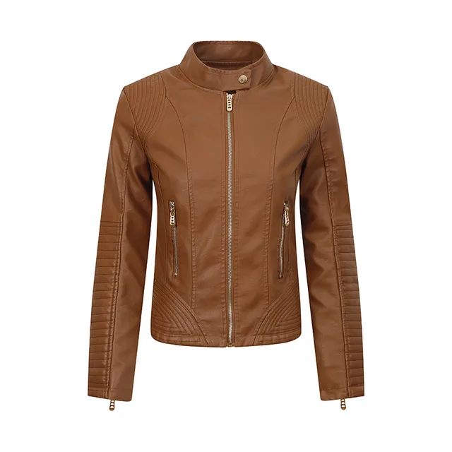 Fashion Best seller Leather Jacket Coat Women Caramel Color - Shop at LoveMi