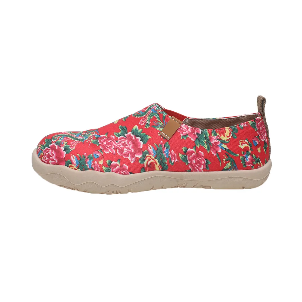 Round Toe Flat Bottom Comfortable Slip on Lofter Pumps Sneakers For Women Big Flower 35 - Shop at LoveMi