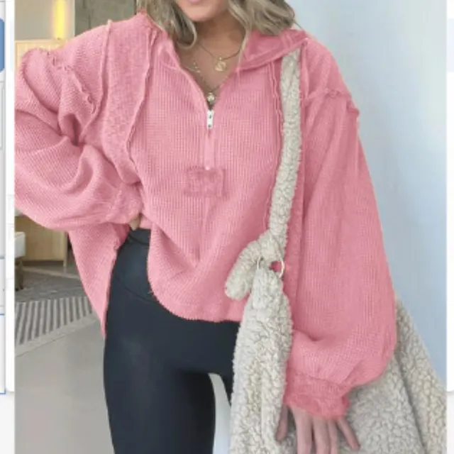 Autumn And Winter Women's Clothing Short Frayed Hem Sweater Women Pink - Shop at LoveMi