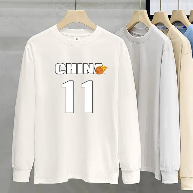 230g Heavy Cotton Long sleeved T shirt For Women Corsage Purple Small Flowers - Shop at LoveMi