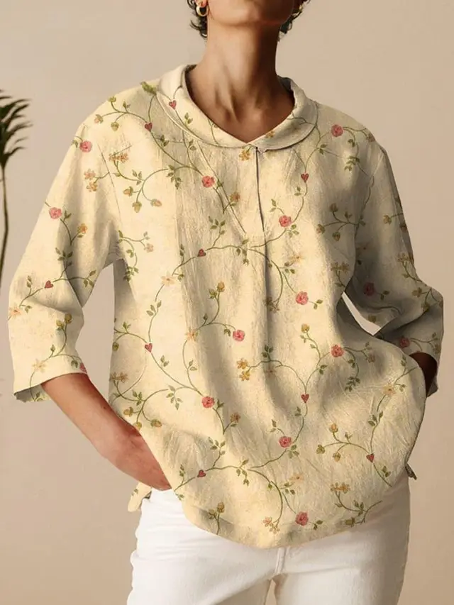 New Plus Size Women's Clothing Vintage Floral Floral T shirt Shirt Xxxxl - Shop at LoveMi