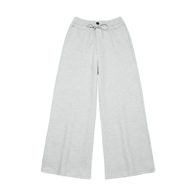 Sports Trousers With An Elasticated Waist Wide Leg Straight Street Trousers Flower Gray - Shop at LoveMi
