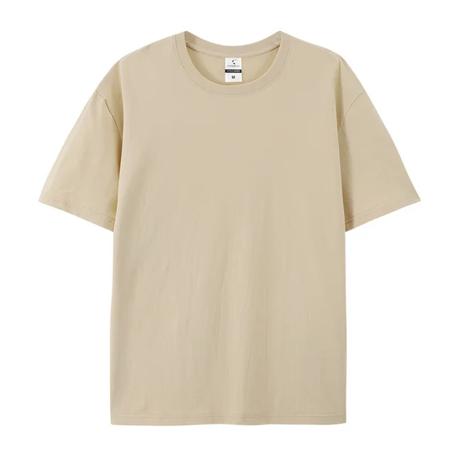Cotton Round Neck Short Sleeve European And American Sand Color - Shop at LoveMi