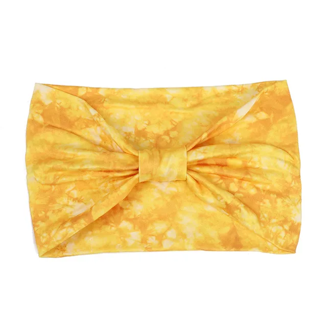 European And American New Tie dye Sports Sweat absorbent Hair Band Women's Super Wide Headscarf Yellow - Shop at LoveMi