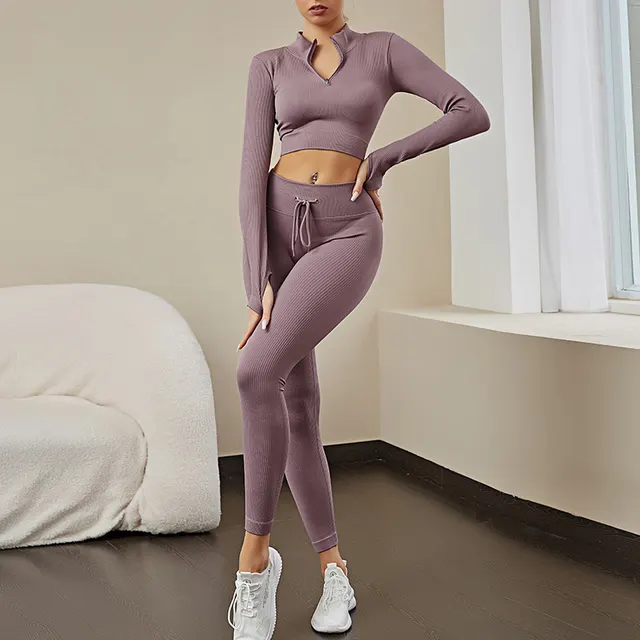 Seamless Fitness Yoga Wear Suit Sweat absorbent Women Cameo Two Piece - Shop at LoveMi