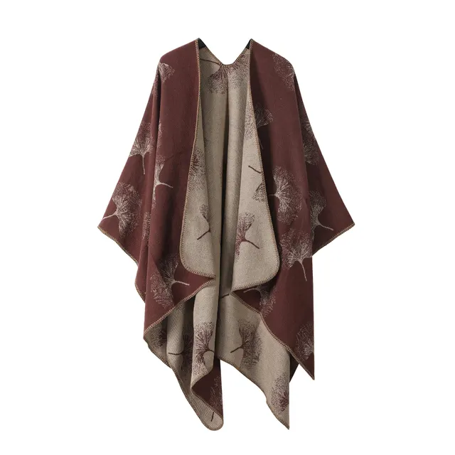 Ginkgo Leaf Shawl Summer High Sense Brown - Shop at LoveMi