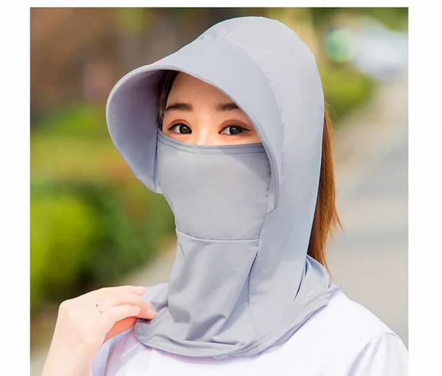 Outdoor Sun Hat Ice Silk Sun Protection Neck Protection Hat Gray - Shop at LoveMi