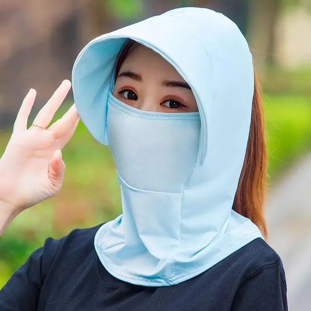 Outdoor Sun Hat Ice Silk Sun Protection Neck Protection Hat Sky Blue - Shop at LoveMi