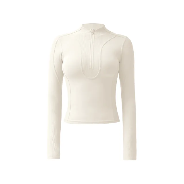 Workout Long Sleeve Skinny Yoga Clothes Top Milky White - Shop at LoveMi