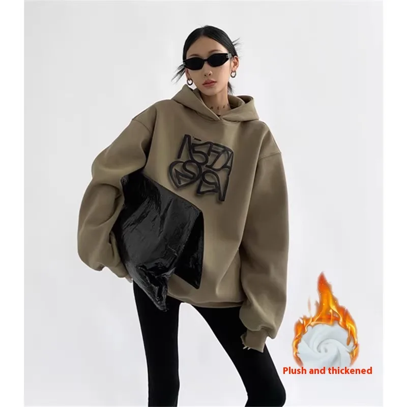 Heavy Cotton American Hooded Sweater For Women - Oatmeal Color Regular