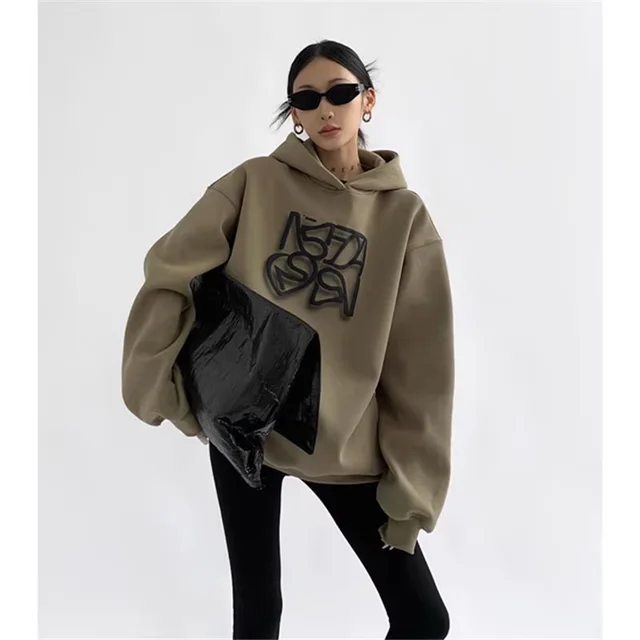 Heavy Cotton American Hooded Sweater For Women Oatmeal Color Regular - Shop at LoveMi