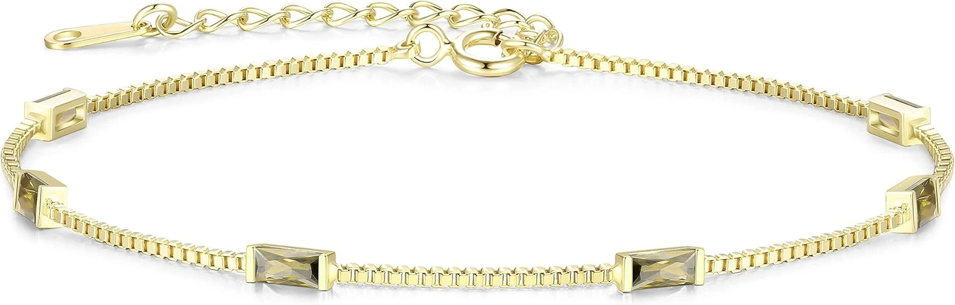 Fashion Special-interest Colorful Square Zircon Bracelet - July Olive Green