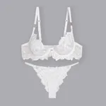 Sexy Embroidery Lace Bra Panties Set - White