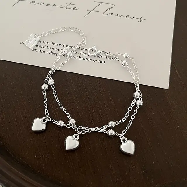 Special interest Design Double layer Three dimensional Peach Heart Bracelet Bracelet Silver - Shop at LoveMi