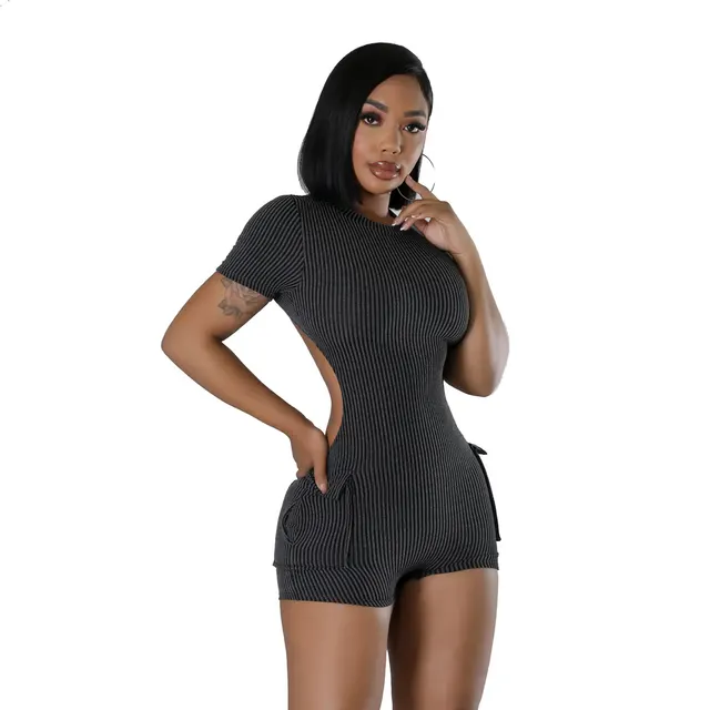 New Women's Casual Figured Cloth Slim Fit Bodysuit Black - Shop at LoveMi