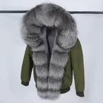 Army Green Blue Silver Fox Fur