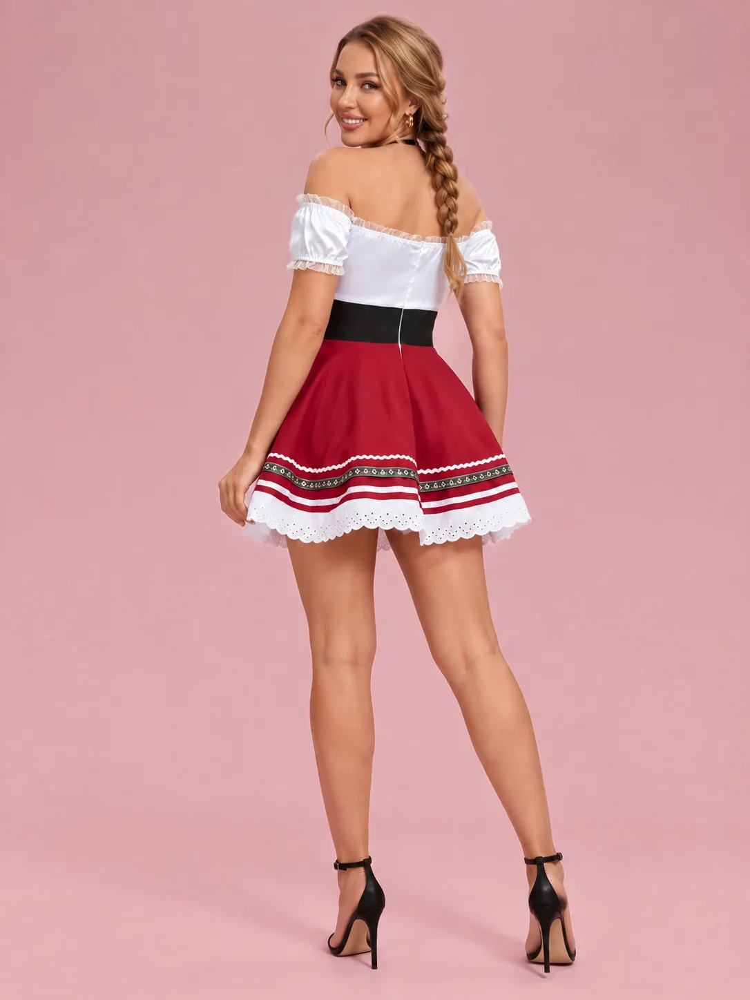 Oktoberfest Dirndl Dress Halloween Costume for Women - Red - View 2