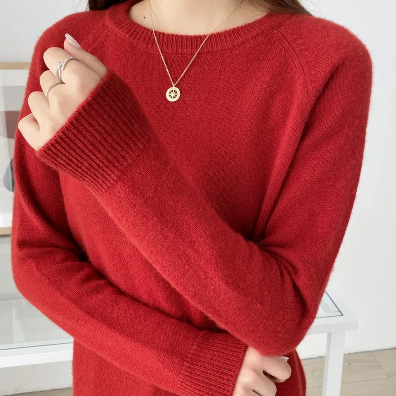 Women's Fashion Simple Knitting Bottoming Shirt Red - Shop at LoveMi
