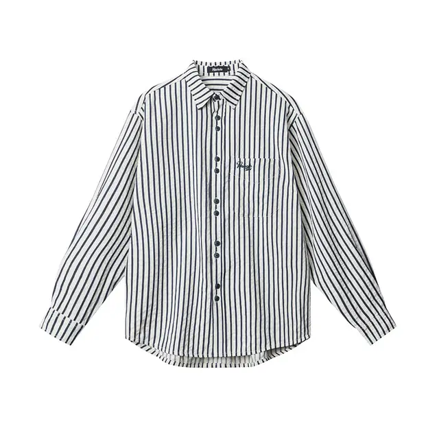 European And American Striped Shirt Women's Autumn Winter Retro Fashion Sapphire Blue - Shop at LoveMi