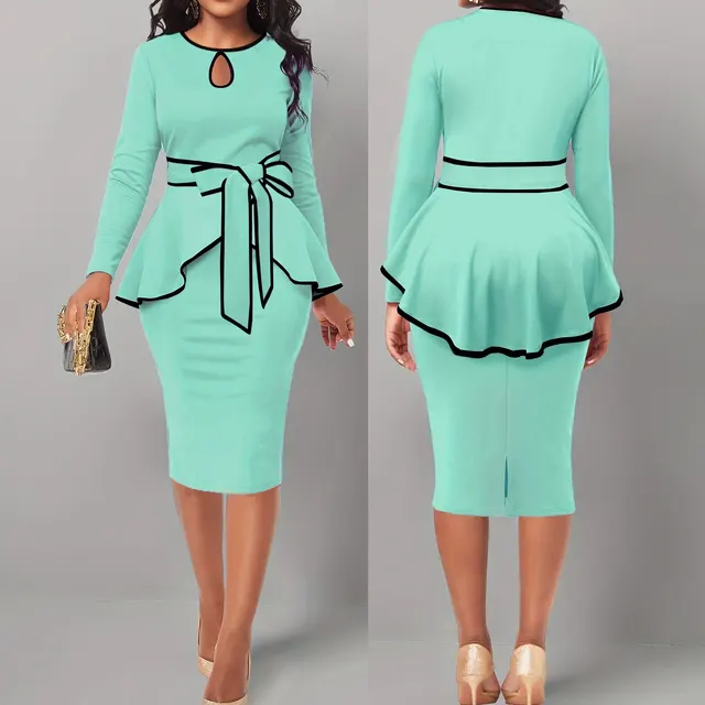 Irregular Suit Skirt Ruffle Top Back Slit Skirt Emerald - Shop at LoveMi
