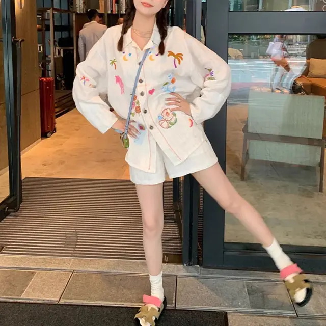 Summer New Full Score Summer Embroidered Shirt Shorts Shorts - Shop at LoveMi