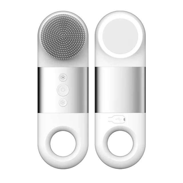 Silicone Ultrasonic Household Portable Charging Facial Cleaner Pore Cleaner White - Shop at LoveMi