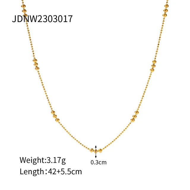 European And American High grade 18K Gold Stainless Steel Design Versatile Ball Bead Chain Necklace Nw2303017Color - Shop at LoveMi
