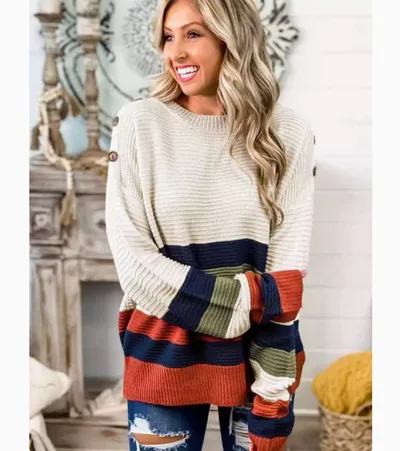 Underneath Half turtleneck Contrasting Sweater For Women With Knitted Tops For Autumn And Winter Milky - Shop at LoveMi