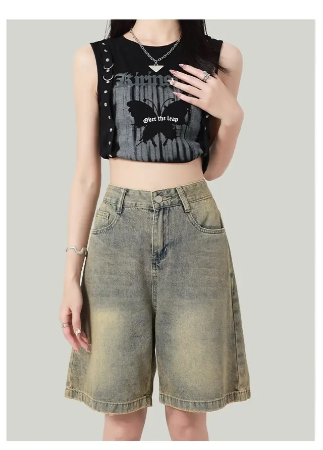 Nostalgic Retro Denim Shorts Women's Thin Loose Retro Blue - Shop at LoveMi