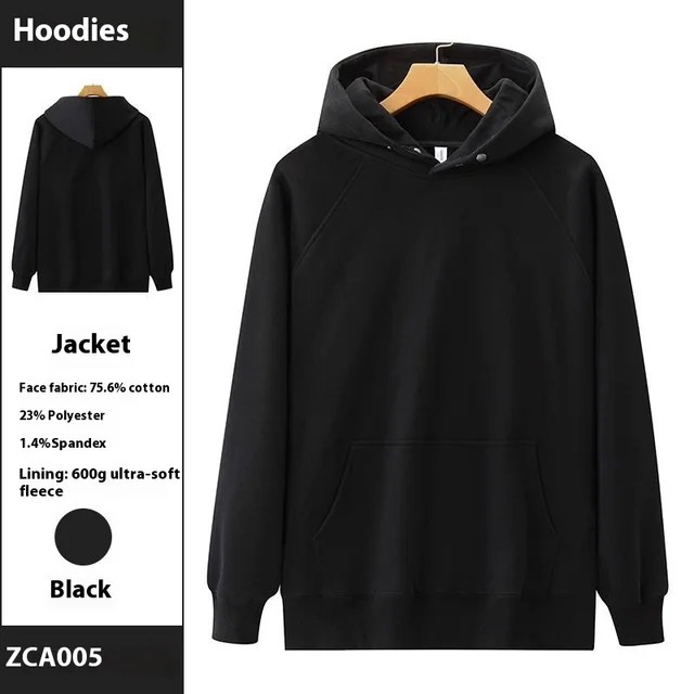 Drop Shoulder Winter Rewear Brushed Hoodie Men's Sweater Black - Shop at LoveMi