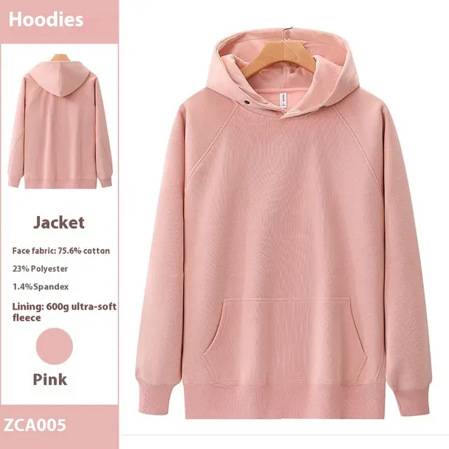 Drop Shoulder Winter Rewear Brushed Hoodie Men's Sweater Pink - Shop at LoveMi