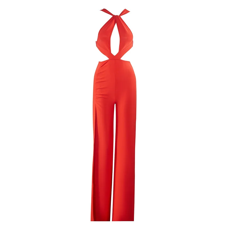 Banquet Party Bandage Jumpsuit Women's High grade Halter Red - Shop at LoveMi