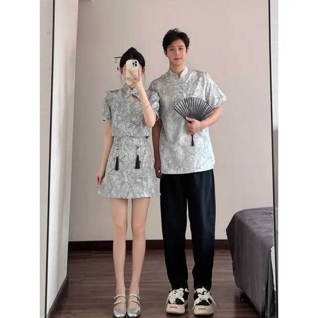 Summer New Suit Variegated Cheongsam Women's Short Sleeve Men'S Top - Shop at LoveMi