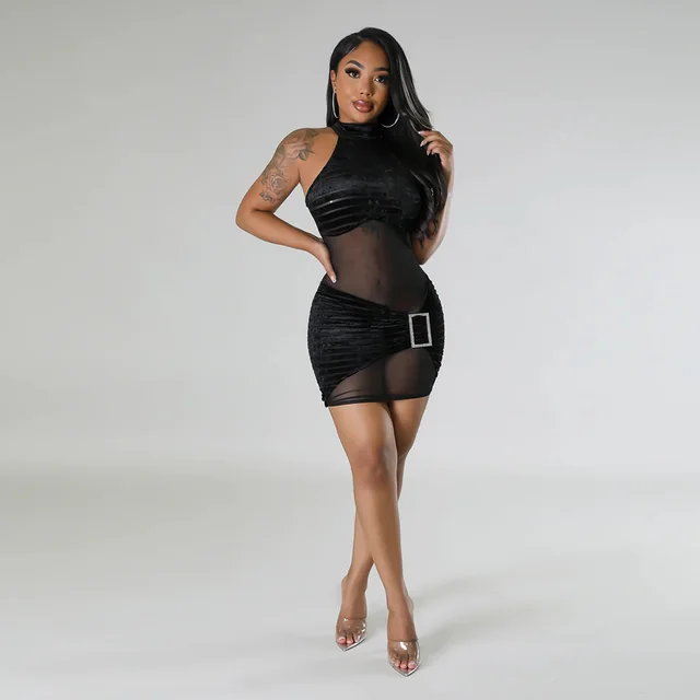 Round Neck Sleeveless Sheath A Line Dress Women Black - Shop at LoveMi