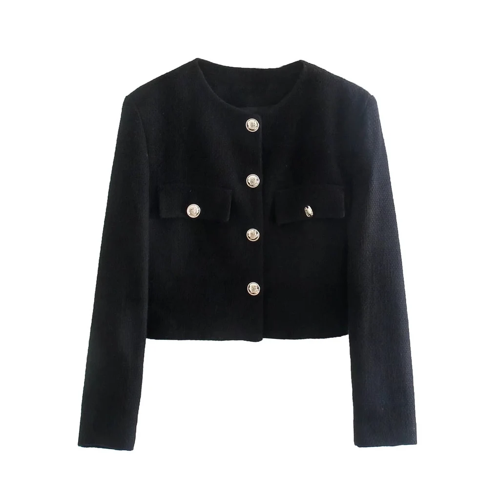 Textured Small Suit Jacket High-waisted Skirt Blouse And Pants Women - Top