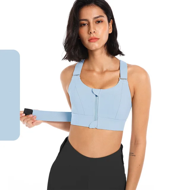Front Zipper Seamless Bra Push Up Bras For Women Plus Size Bra Lingerie Wireless Sleep Underwear Sport Active Women Bra Sky Blue - Shop at LoveMi