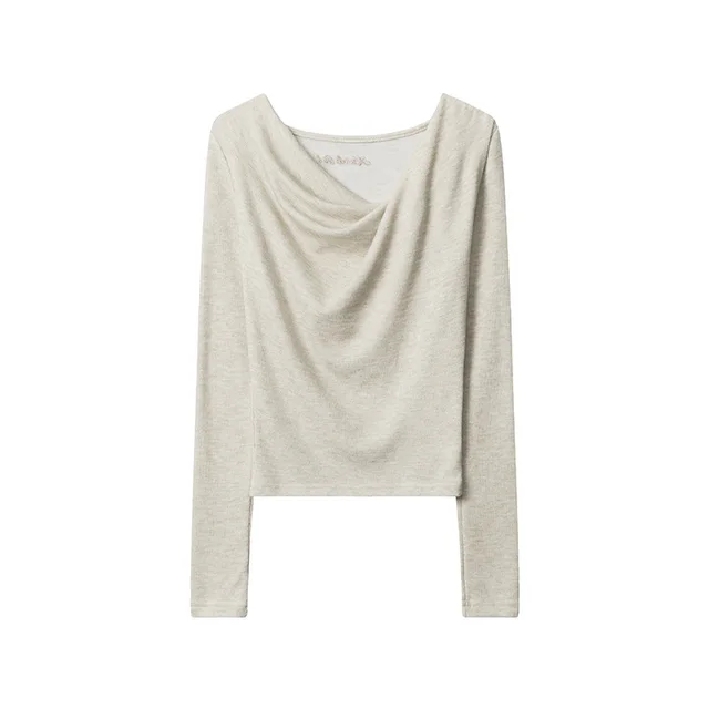 Pleated Design Slim fit Long Sleeve Khaki - Shop at LoveMi