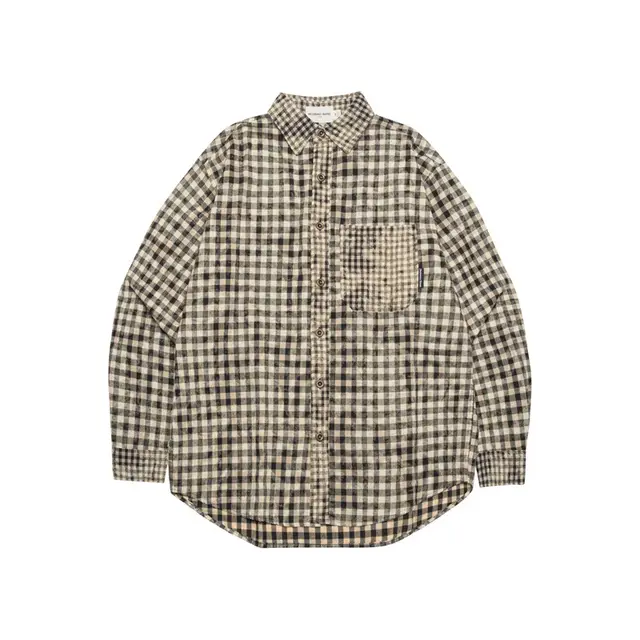 Men's Plaid Pocket Design Contrast Color Shirt Women's Fashionable Black Plaid - Shop at LoveMi