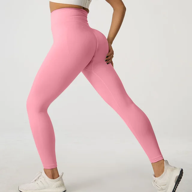 Autumn And Winter Peach Hip Yoga Trousers Sports Cycling Pants Peach Pink - Shop at LoveMi