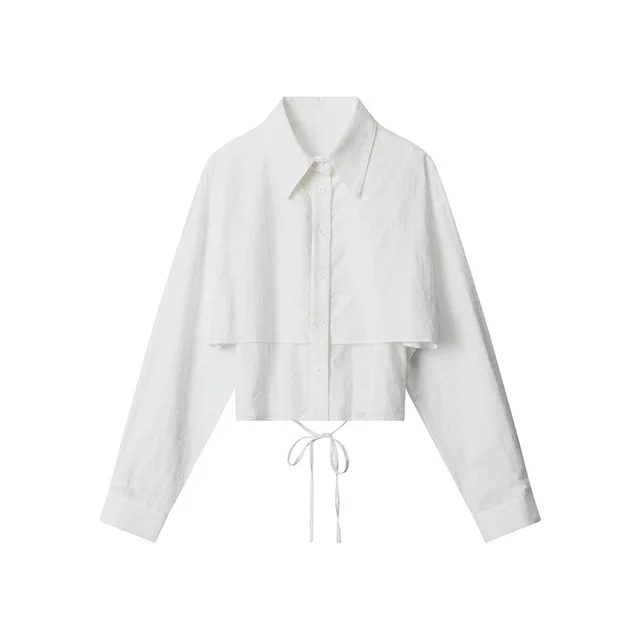 European And American Fake Two Pieces Shirts Women's Loose Preppy Style Stylish Shirt White - Shop at LoveMi
