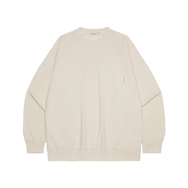 American Waffle Solid Color Round Neck Retro Loose Couple Sweater Apricot - Shop at LoveMi
