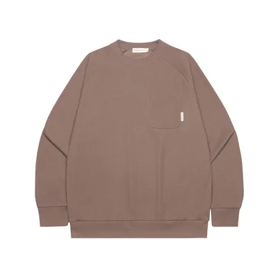 American Waffle Solid Color Round Neck Retro Loose Couple Sweater Brown - Shop at LoveMi