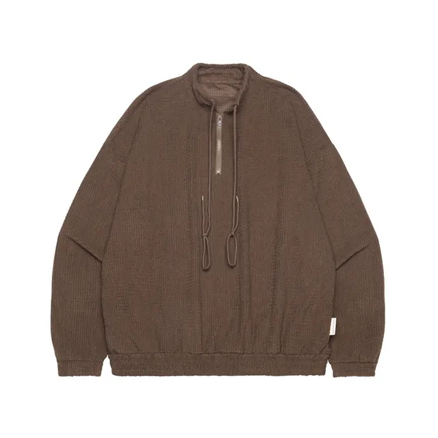 Stand Collar Zipper Drawstring Design Loose Couple Retro Autumn Winter Sweater Brown - Shop at LoveMi