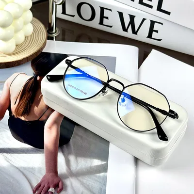 Fashion Retro Glasses Frame Optical Big Round Frame Metal Leg Simple Korean Style Black - Shop at LoveMi